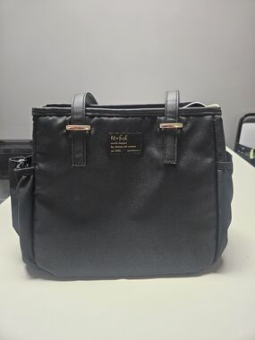 fit + fresh Black Nylon Cooler Bag with Gold Hardware